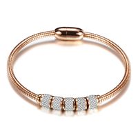 Fashion Round Stainless Steel Inlay Artificial Diamond Bangle 1 Piece sku image 4