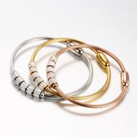 Fashion Round Stainless Steel Inlay Artificial Diamond Bangle 1 Piece main image 1