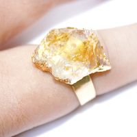 Fashion Geometric Crystal Asymmetrical Plating Inlay Natural Stone Open Ring 1 Piece main image 3