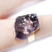 Fashion Geometric Crystal Asymmetrical Plating Inlay Natural Stone Open Ring 1 Piece main image 2
