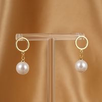 Elegant Fashion Simple Style Round Copper Gold Plated Artificial Pearls Drop Earrings 1 Pair main image 2