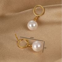 Elegant Fashion Simple Style Round Copper Gold Plated Artificial Pearls Drop Earrings 1 Pair main image 5