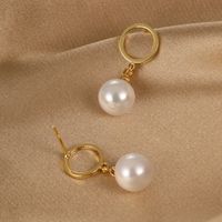 Elegant Fashion Simple Style Round Copper Gold Plated Artificial Pearls Drop Earrings 1 Pair main image 3