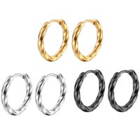 Fashion Round Stainless Steel Plating Hoop Earrings 1 Pair main image 6