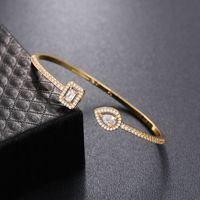 Fashion Square Water Droplets Copper Inlay Zircon Bangle 1 Piece main image 4
