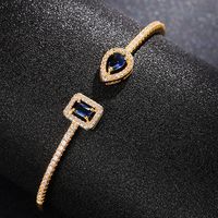 Fashion Square Water Droplets Copper Inlay Zircon Bangle 1 Piece main image 3