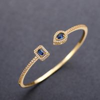 Fashion Square Water Droplets Copper Inlay Zircon Bangle 1 Piece sku image 3