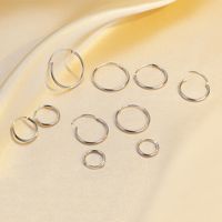 Simple Style Round Sterling Silver Plating Hoop Earrings 1 Pair main image 3