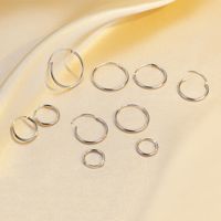 Simple Style Round Sterling Silver Plating Hoop Earrings 1 Pair sku image 1