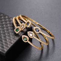 Fashion Square Water Droplets Copper Inlay Zircon Bangle 1 Piece main image 1