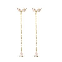 1 Pair Elegant Streetwear Water Droplets Inlay Copper Zircon Gold Plated Drop Earrings main image 2