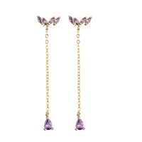 1 Pair Elegant Streetwear Water Droplets Inlay Copper Zircon Gold Plated Drop Earrings main image 4