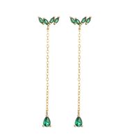 1 Pair Elegant Streetwear Water Droplets Inlay Copper Zircon Gold Plated Drop Earrings sku image 2