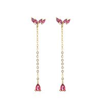 1 Pair Elegant Streetwear Water Droplets Inlay Copper Zircon Gold Plated Drop Earrings sku image 1