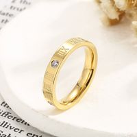 Simple Style Letter Stainless Steel Polishing Zircon Rings 1 Piece main image 9