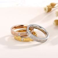 Simple Style Letter Stainless Steel Polishing Zircon Rings 1 Piece main image 7