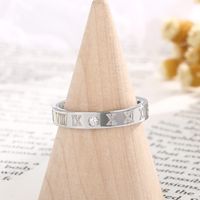 Simple Style Letter Stainless Steel Polishing Zircon Rings 1 Piece main image 2