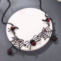 Gothic Spider Spider Web Alloy Inlay Rhinestones Men's Necklace 1 Piece main image 1