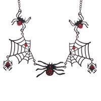 Gothic Spider Spider Web Alloy Inlay Rhinestones Men's Necklace 1 Piece main image 2