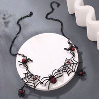 Gothic Spider Spider Web Alloy Inlay Rhinestones Men's Necklace 1 Piece main image 3
