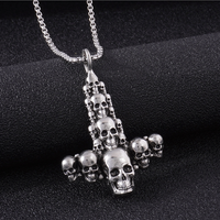 Retro Cross Skull Alloy Men's Pendant Necklace 1 Piece main image 2
