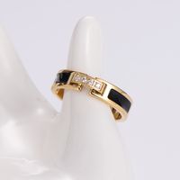 Fashion Geometric Stainless Steel Gold Plated Rhinestones Rings 1 Piece main image 2