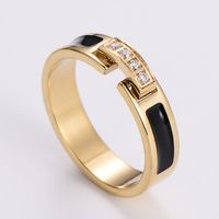 Fashion Geometric Stainless Steel Gold Plated Rhinestones Rings 1 Piece main image 1