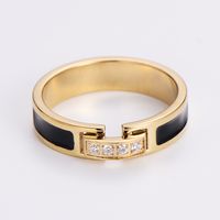 Fashion Geometric Stainless Steel Gold Plated Rhinestones Rings 1 Piece main image 4