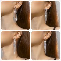 Luxurious Geometric Rhinestone Tassel Drop Earrings 1 Pair main image 4
