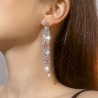 Luxurious Geometric Rhinestone Tassel Drop Earrings 1 Pair main image 5
