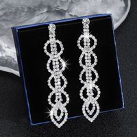 Luxurious Geometric Rhinestone Tassel Drop Earrings 1 Pair main image 6