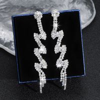Luxurious Geometric Rhinestone Tassel Drop Earrings 1 Pair main image 3