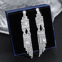 Luxurious Geometric Rhinestone Tassel Drop Earrings 1 Pair main image 4