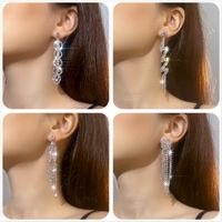 Luxueux Géométrique Strass Gland Boucles D'oreilles 1 Paire main image 1