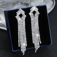 Glamour Géométrique Strass Gland Boucles D'oreilles 1 Paire main image 6