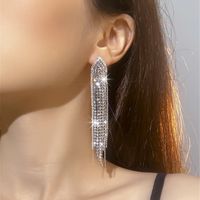 Glam Geometric Rhinestone Tassel Drop Earrings 1 Pair sku image 3