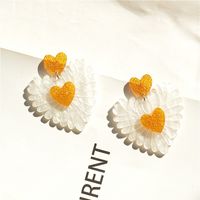 1 Pair Pastoral Heart Shape Arylic Patchwork Women's Drop Earrings sku image 4