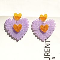 1 Pair Pastoral Heart Shape Arylic Patchwork Women's Drop Earrings sku image 1