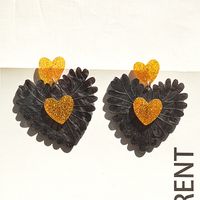 1 Pair Pastoral Heart Shape Arylic Patchwork Women's Drop Earrings sku image 2