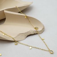 Fashion Water Droplets Titanium Steel Plating Zircon 14k Gold Plated Necklace main image 4