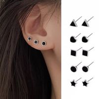 Simple Style Geometric Sterling Silver Enamel Ear Studs 1 Pair main image 1