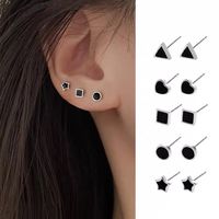 Simple Style Geometric Sterling Silver Enamel Ear Studs 1 Pair main image 6