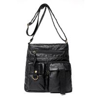 Women's Large Pu Leather Solid Color Fashion Square Zipper Crossbody Bag sku image 1