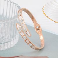 Fashion Star Snake Butterfly Titanium Steel Plating Inlay Zircon Bangle 1 Piece sku image 72