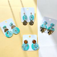 1 Pair Fashion Round Soft Clay Printing Women's Drop Earrings main image 2