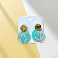 1 Pair Fashion Round Soft Clay Printing Women's Drop Earrings sku image 1