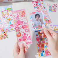 Cartoon Bear And Bunny Shaped Laser Goo Card Stickers Korean Style Girl Diy Journal Stickers Star Mini Truck Decorative Stickers main image 5
