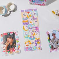 Cartoon Bear And Bunny Shaped Laser Goo Card Stickers Korean Style Girl Diy Journal Stickers Star Mini Truck Decorative Stickers sku image 4