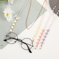 Mode Herzform Künstliche Perle Harz Metall Frau Brillenkette main image 4