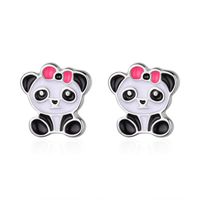 1 Set Fashion Panda Alloy Enamel Women's Ear Studs main image 2